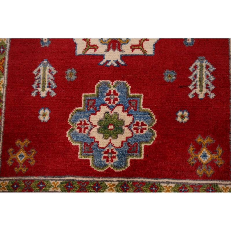 Red Kazak Accent Rug Handmade Oriental Wool Carpet - 2'10" x 4'0"
