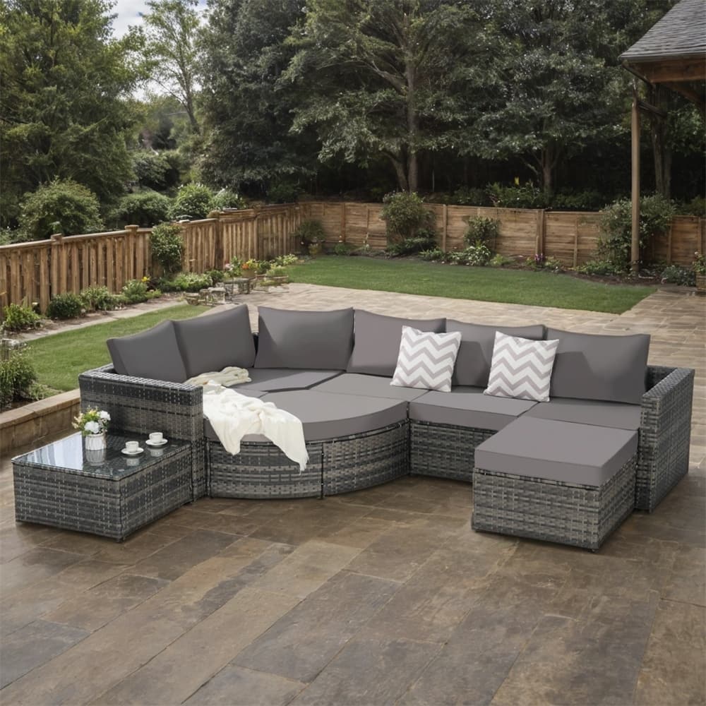 8 Piece Outdoor Patio Sofa Set,Sectional Wicker Patio Conversation Set - N/A