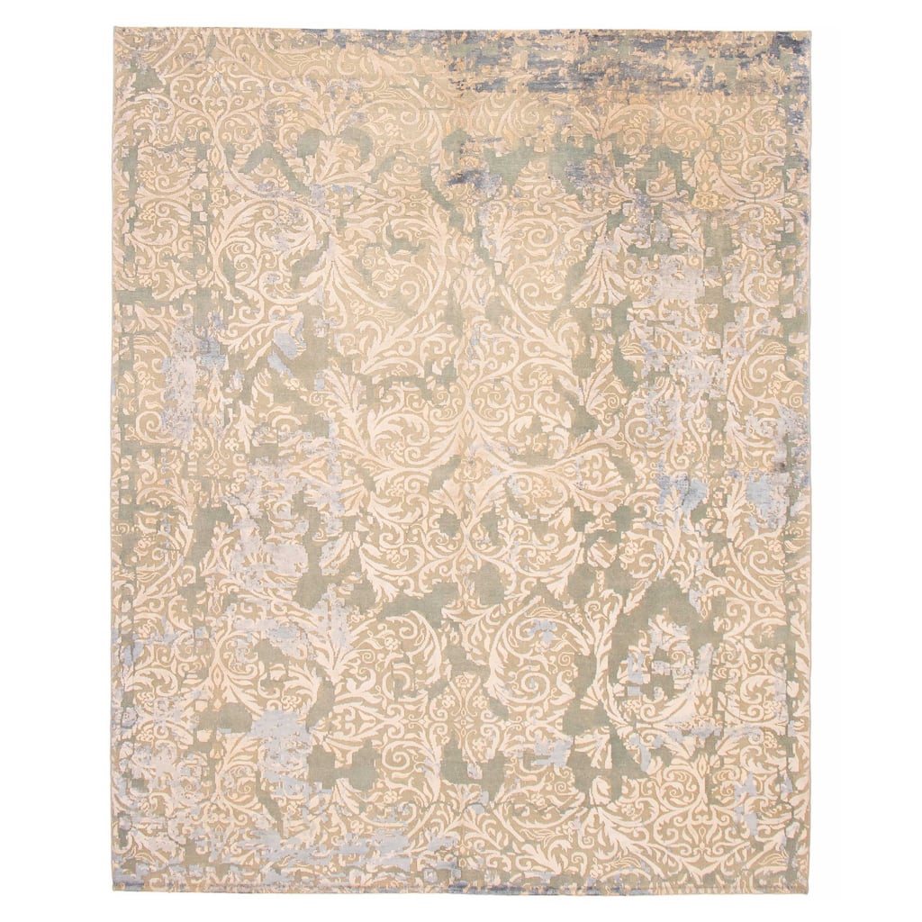ECARPETGALLERY Hand-knotted Heritage Teal Silk, Wool Rug - 7'10 x 9'11