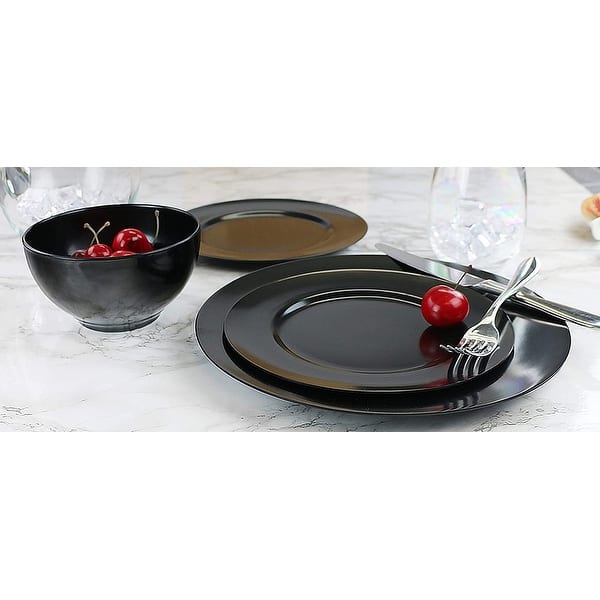 Set of 6 Black Calypso Basics by Reston Lloyd Melamine Dinner Plate
