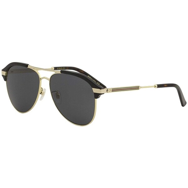 gucci black and gold aviator sunglasses