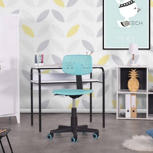 slide 2 of 12, Plastic Children Student Chair, Low-Back Armless Adjustable Swivel Ergonomic Home Office Student Computer Desk Chair Mint Green