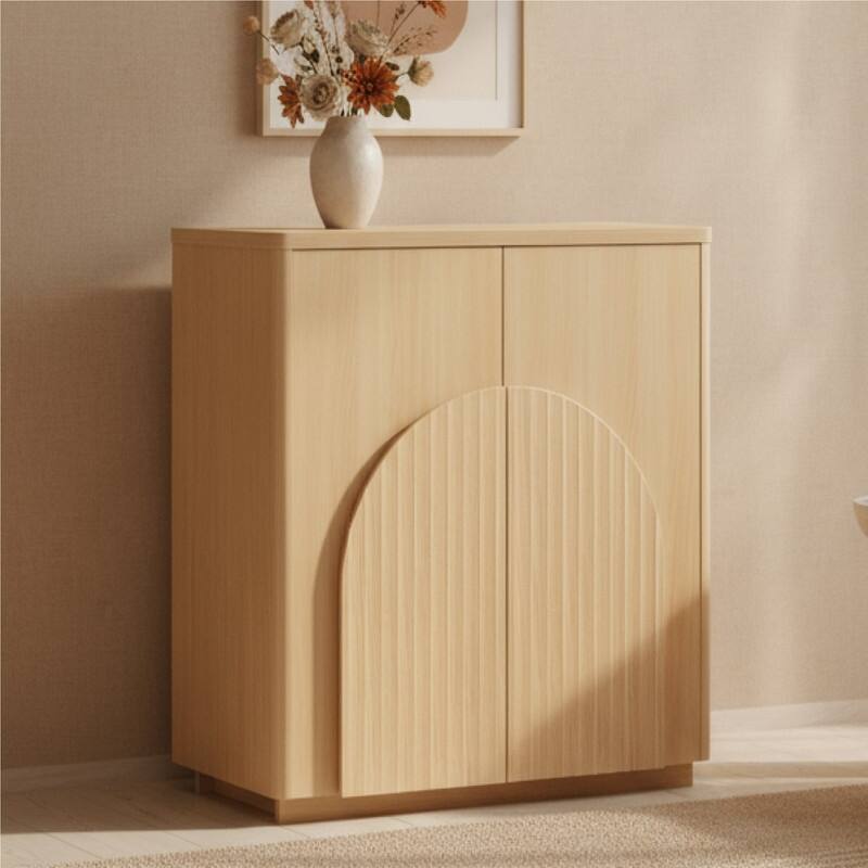 Spruce & Spring Modern Sideboard Buffet Cabinet with Wave Design