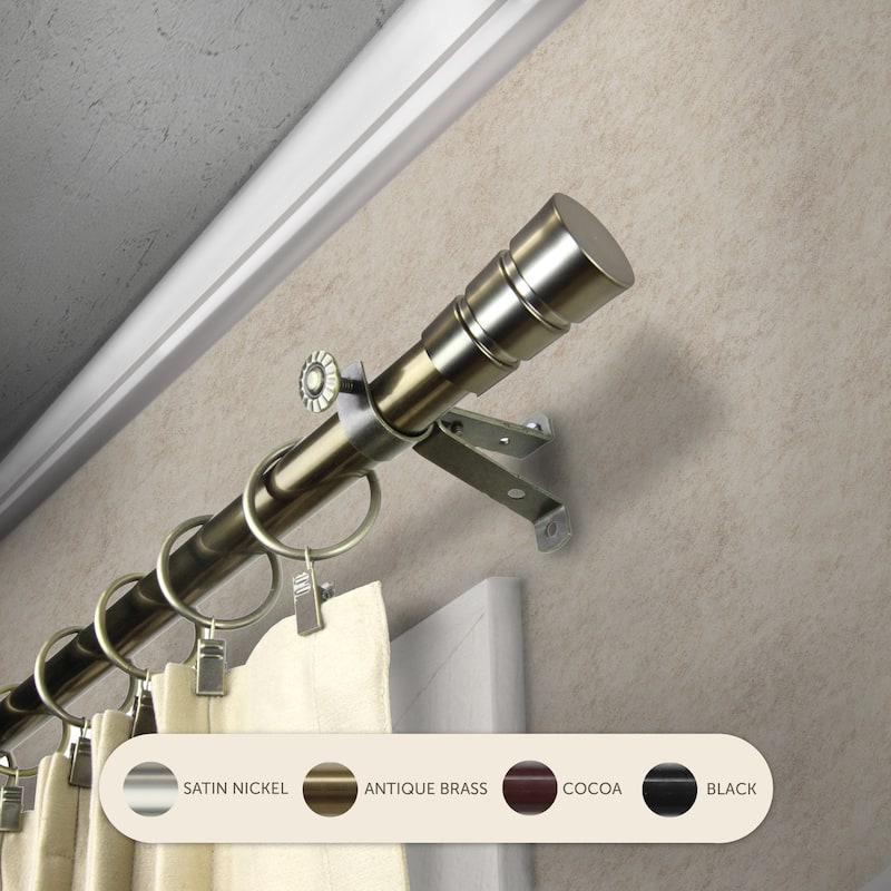 InStyleDesign Leo Adjustable Curtain Rod - 28 to 48 inches - Antique Brass