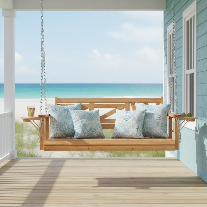 2 or 3-person Wood Porch Swing Heavy Duty with Foldable Tray