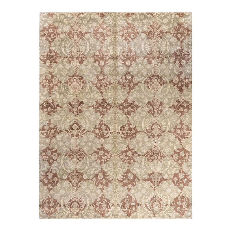Ikat One-of-a-Kind Hand-Knotted Area Rug - Brown, 9' 2" x 12' 4" - 9' 2" x 12' 4"