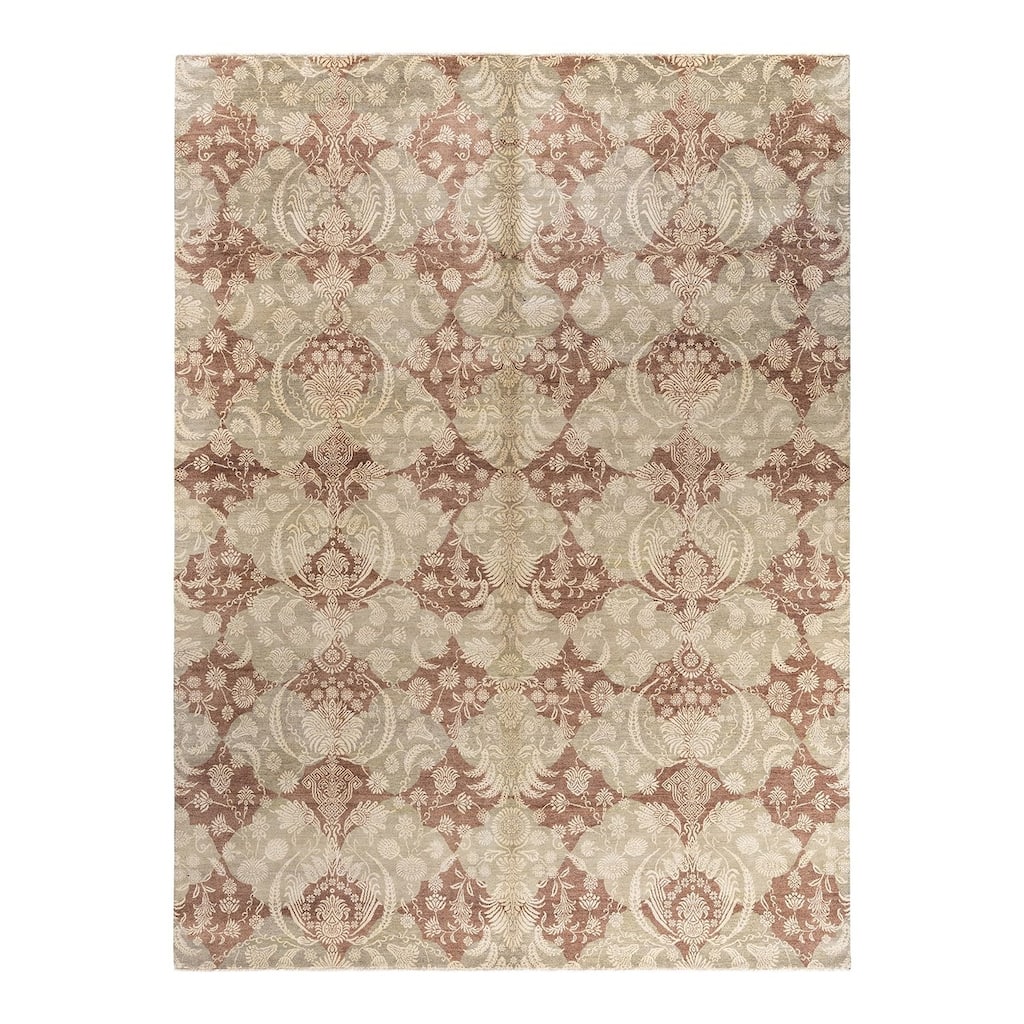 Ikat One-of-a-Kind Hand-Knotted Area Rug - Brown, 9' 2" x 12' 4" - 9' 2" x 12' 4"