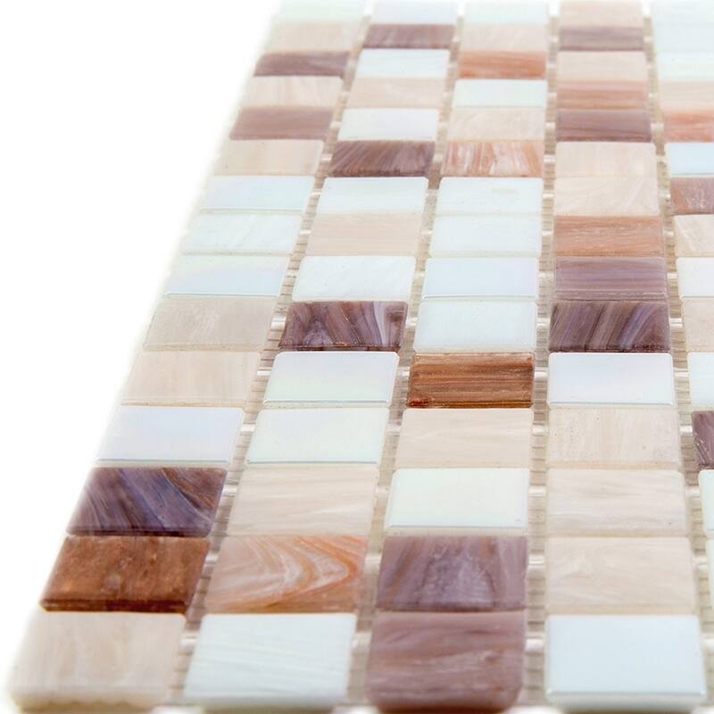 Apollo tile 12" x 12" Mingles Glossy White Brown Glass Tile (20 sq ft/case) - 20 Pack