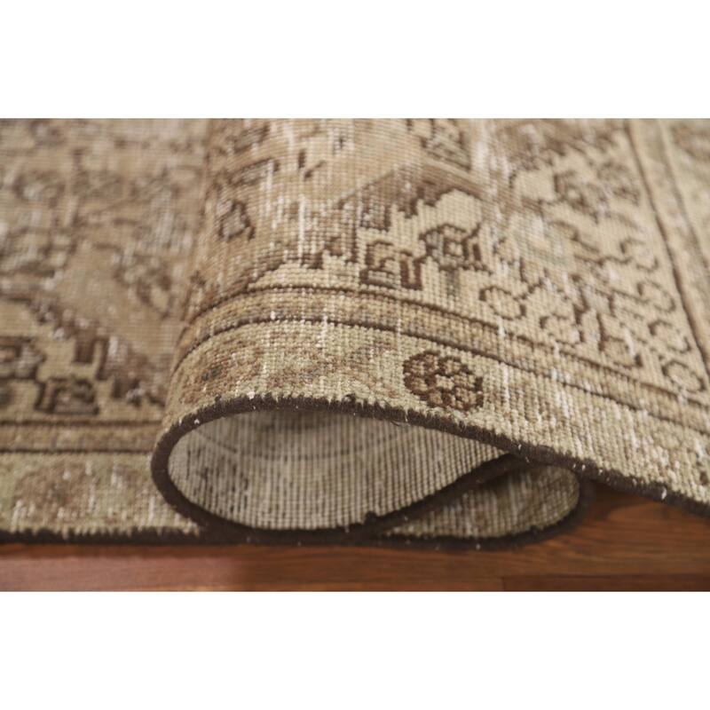 Hand Knotted Oriental 100% Wool Carpet Traditional Floral Brown Tabriz Area Rug - 4' 8'' X 3' 3''