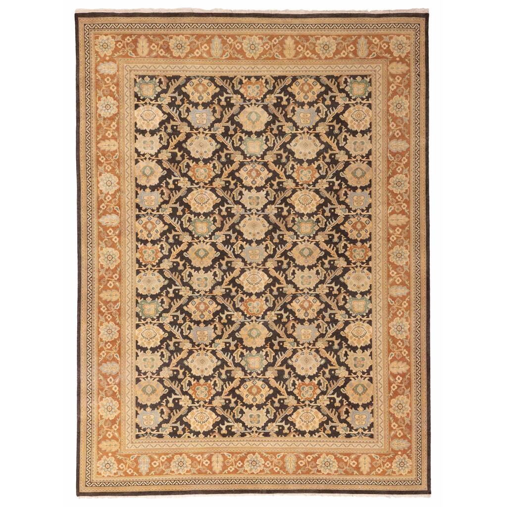 ECARPETGALLERY Hand-knotted Jamshidpour Black, Copper Wool Rug - 9'1 x 12'3