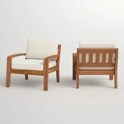 Roomfitters Grenada Solid Acacia Wood Outdoor Club Chair with Cushions