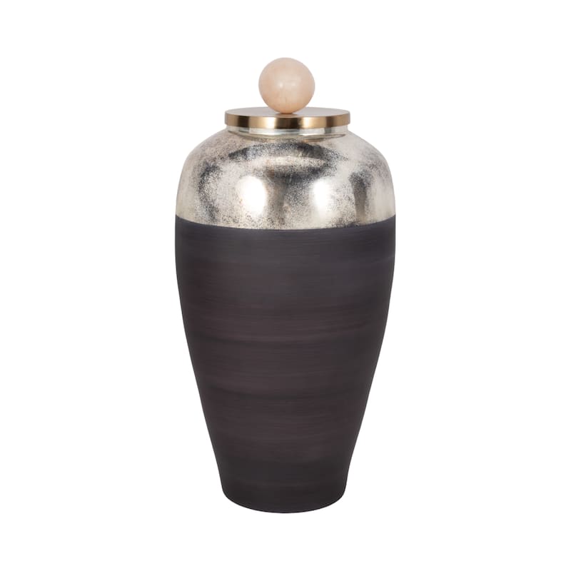Sagebrook Home Glass Jar With Metal & Resin Details
