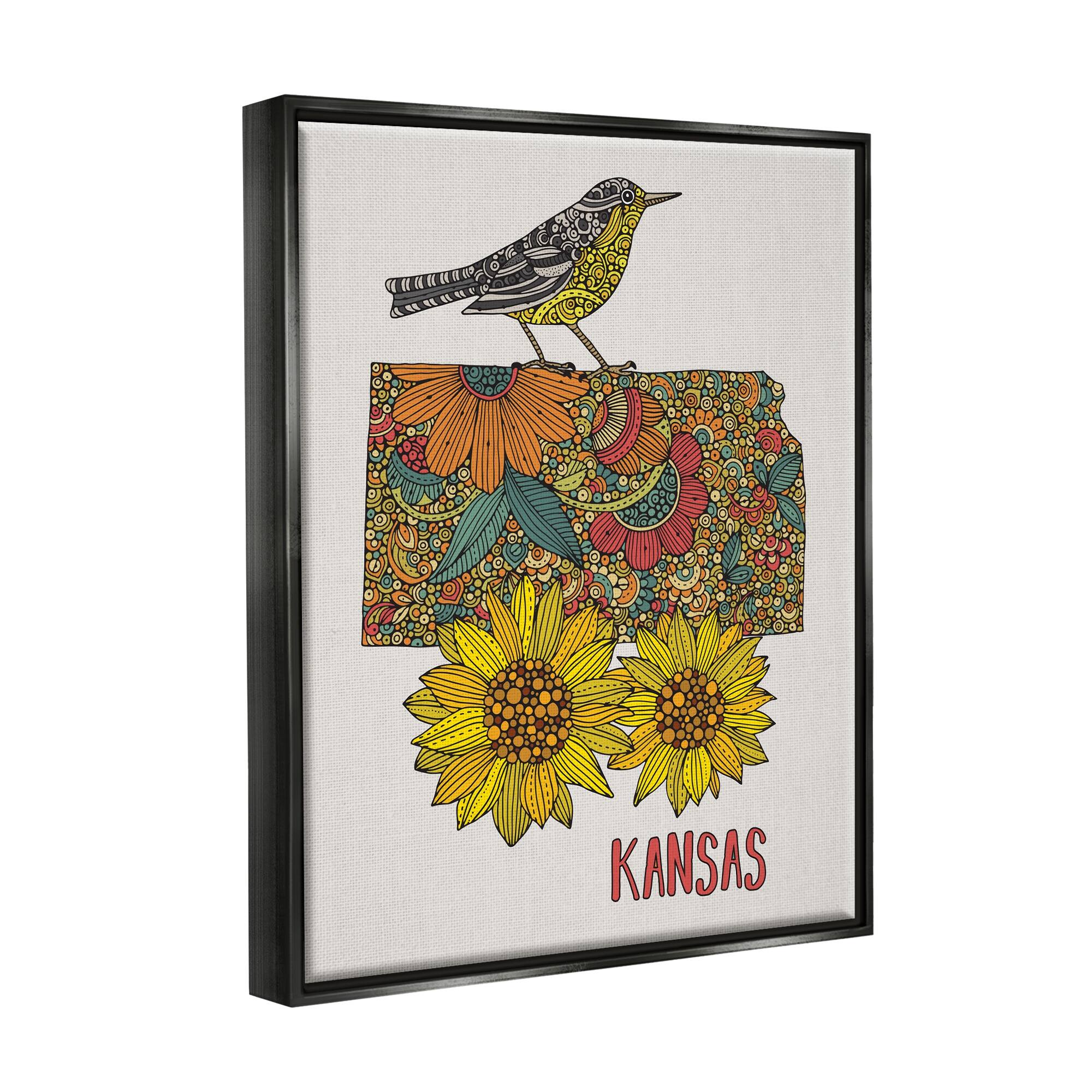 Stupell Industries Kansas Sunflower Blooms State Bird Detailed Pattern