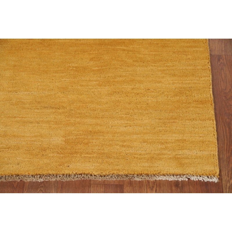 Yellow Gold Gabbeh Modern Foyer Rug Handmade Wool Carpet - 2'9"x 4'1"