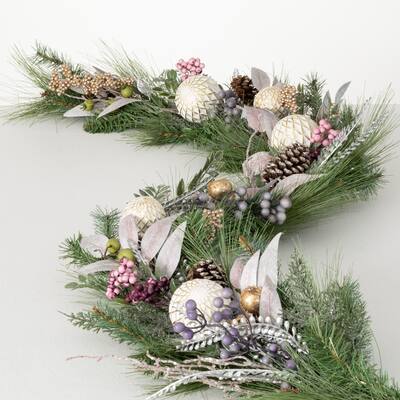 6'L Sullivans Mixed Ball Pine Garland, Multicolored Christmas Garland - 6'L x 11.5"W x 6"H