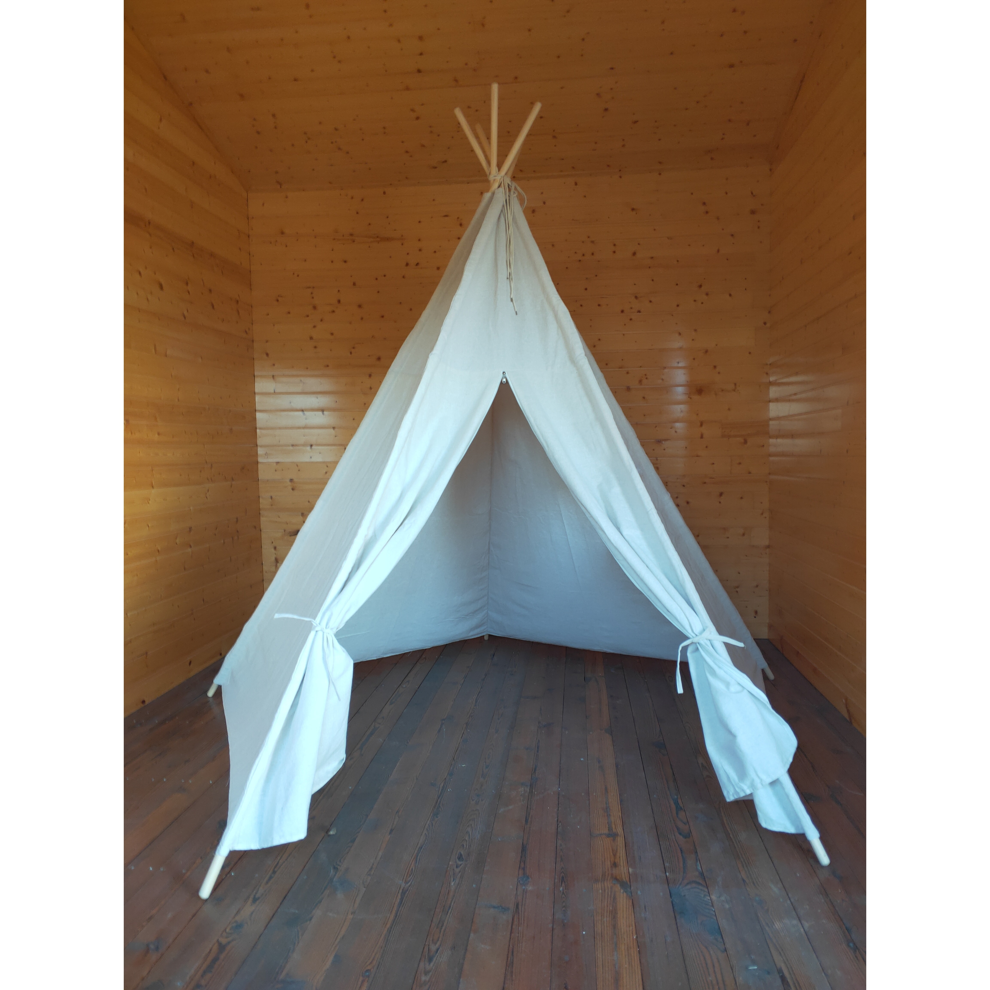 8 Ft Super Large 5Pole OffWhite Teepee Tent for Indoor And Outdoor