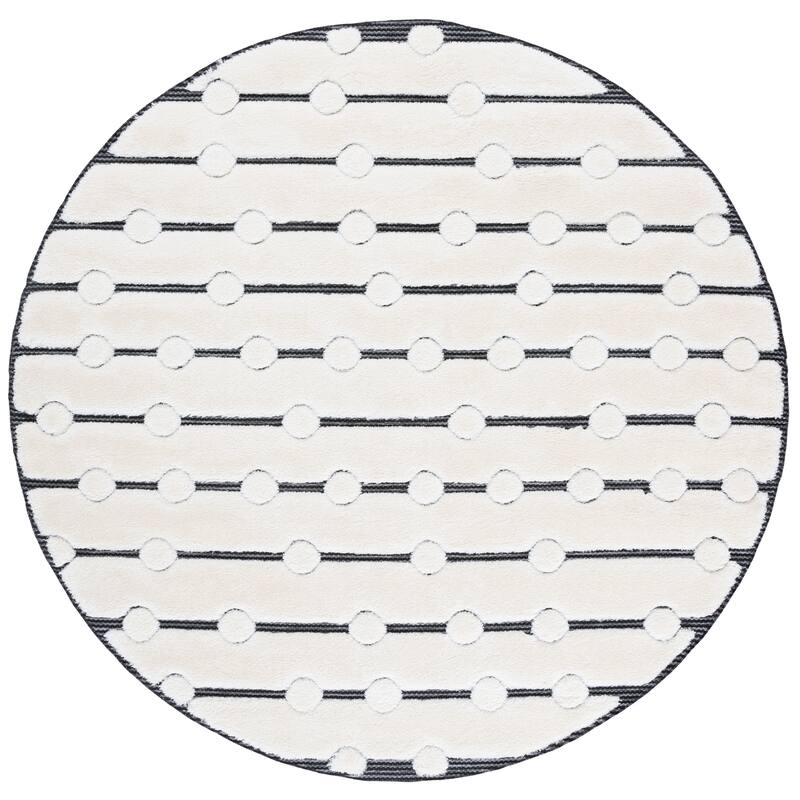 SAFAVIEH Celebrity Annetraud Modern Rug - 6'7" Round - Ivory/Black