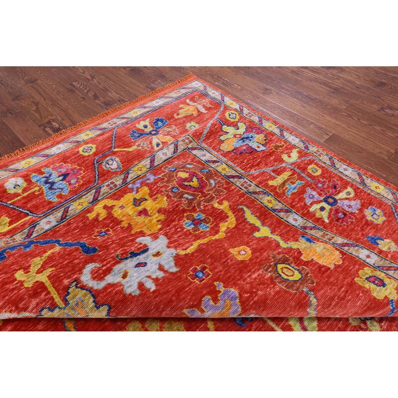Golden Nile Orange Turkish Oushak Hand Knotted Wool Rug - 10' 3" X 13' 4"