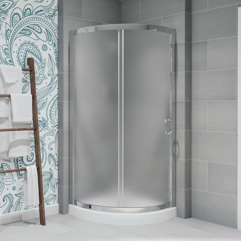 Ove Decors Breeze Shower Kit with Frosted Panels and Base - 32-inch - Chrome