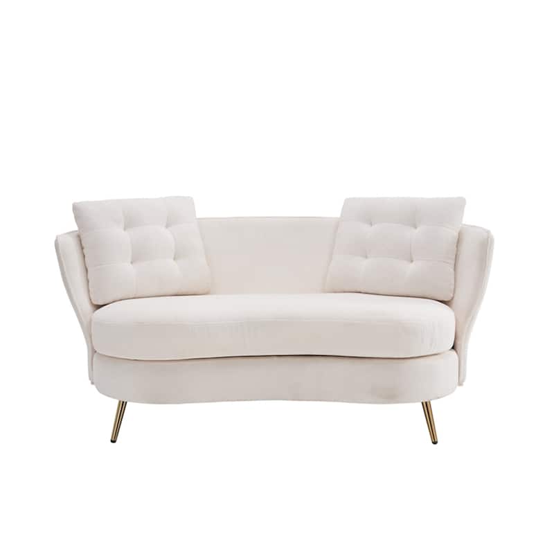 Upholstered Couch with Golden Metal Legs