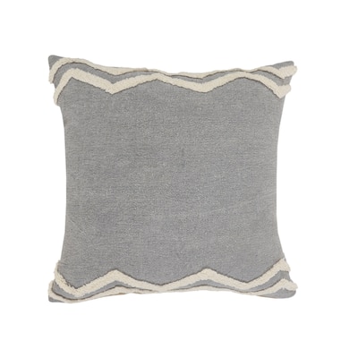 HomeRoots 20" X 20" Light Gray Micro Chip Gray And White 100% Cotton Chevron Zippered Pillow