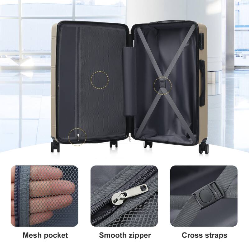 6 Piece Luggage Set, with Double Spinner Wheels Handle Password Lock, 14 IN Cosmetic Case 20/24/28 IN Luggages with Bag