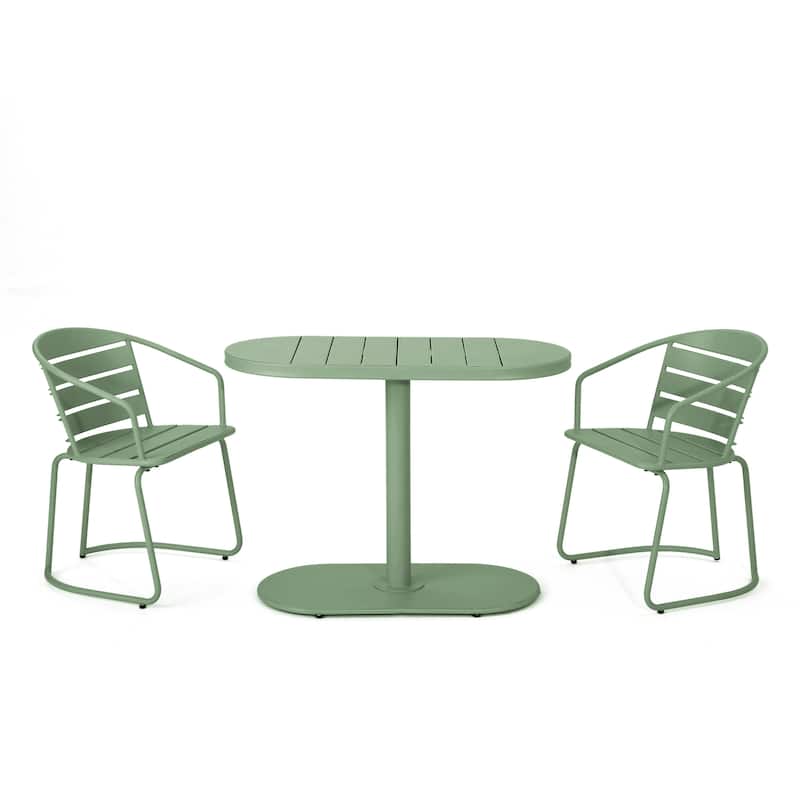 Roomfitters Santa Monica 3-Piece Bistro Set with Round Table and Metal Chairs