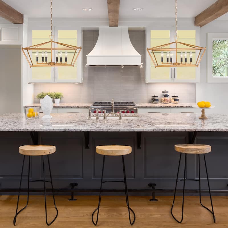 Dilley Modern Gold 6-Light Chandelier Kitchen Island Lights for Dining Room - L23.5" xW12.5"xH13.5"