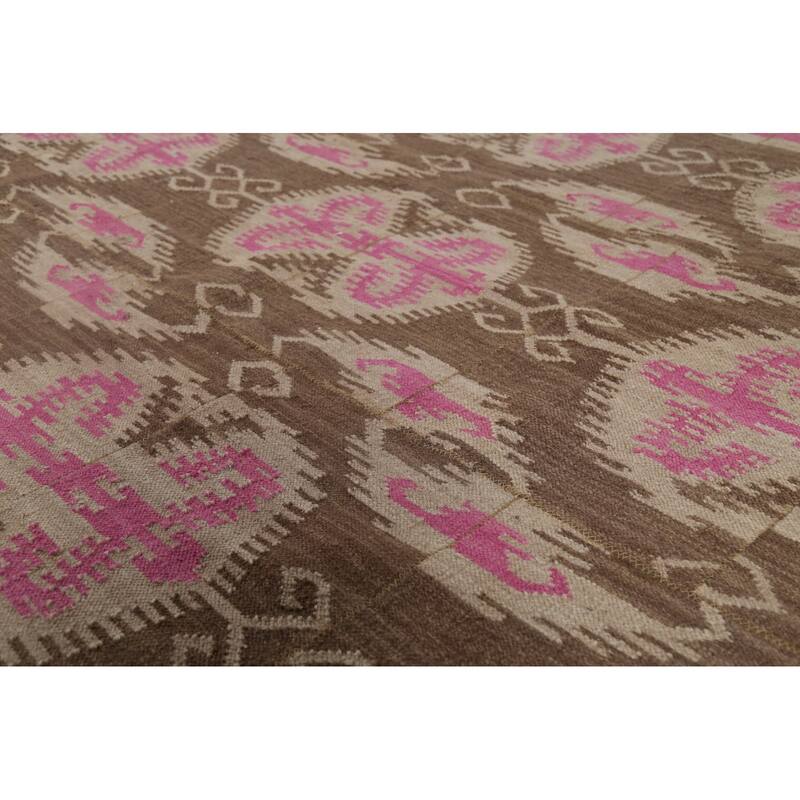 Geometric Kilim Oriental Area Rug Hand-Woven Wool Carpet - 6'0"x 8'10"