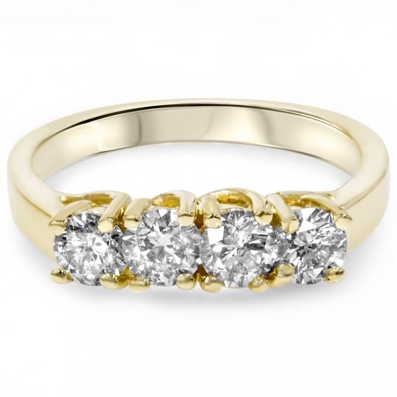 1ct Diamond Yellow Gold Curve Wedding Ring Enhancer