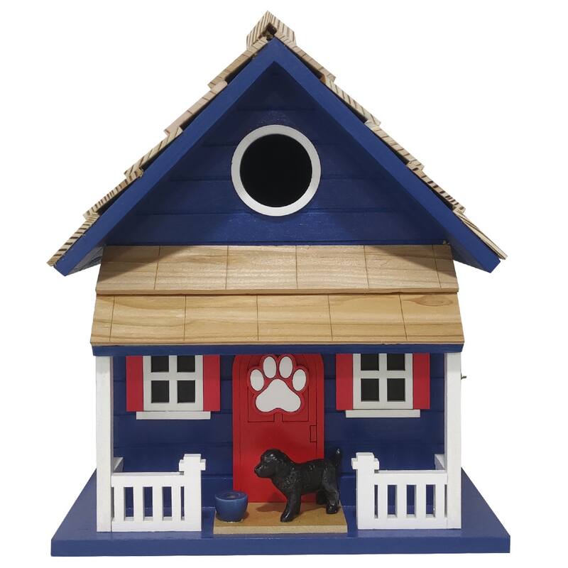 Home Bazaar 8.75" x 6" x 7.5" Bow Wow Birdhouse - Navy - Blue
