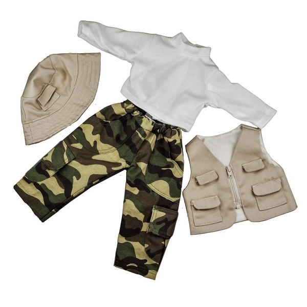 Vest Shirt 18 Inch Doll Fishing Outfit Fits American Girl Hat Pants
