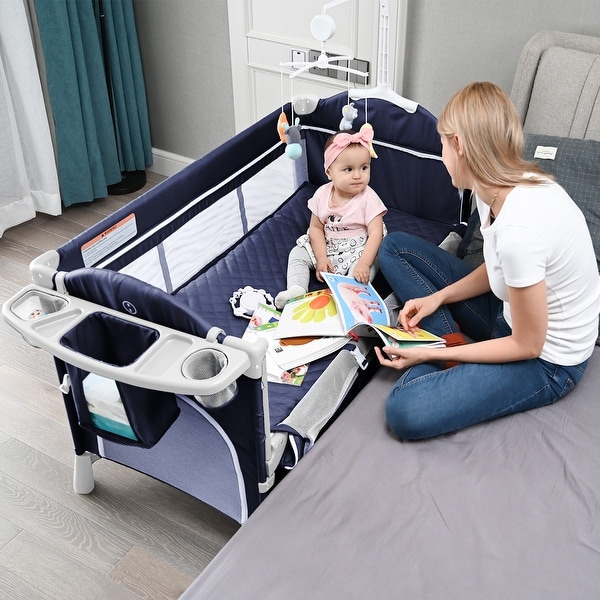 FAMAPY Portable 3 in 1 Baby Bassinet Changing Table Playard Navy Blue 50 Bed Bath Beyond 35300990
