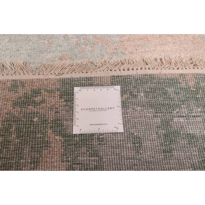 ECARPETGALLERY Hand-knotted Legacy Dark Green, Tan Silk, Wool Rug - 2'7 x 19'6