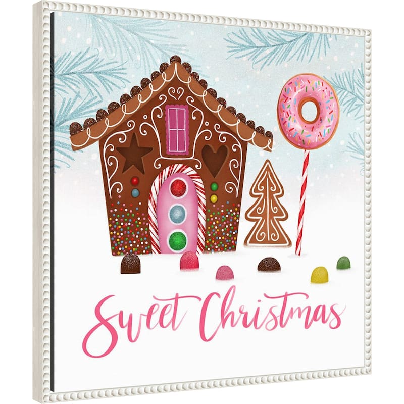 Sweet Holidays I by Victoria Borges (22 x 22 in.), Framed Canvas Wall Art Print - Sylvie Beaded White