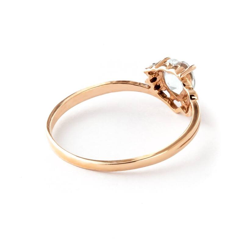0.97 Carat 14k Rose Gold Aquamarine Gemstone Ring w/ Natural Diamond