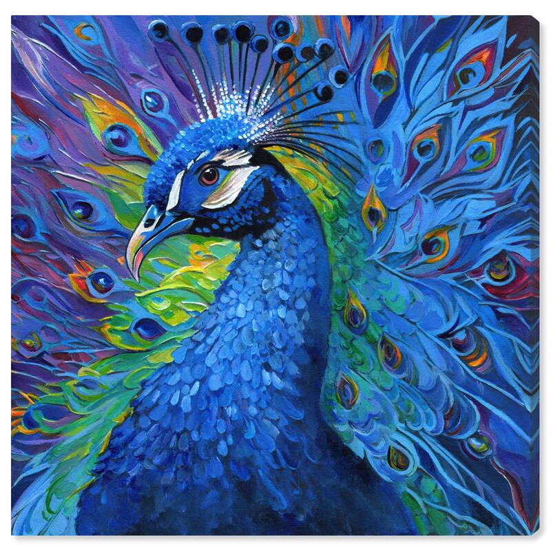 Wynwood Studio Canvas Animals Doll Memories - Blue Peacock Blue and Modern & Contemporary Wall Art Canvas Print - Blue, Green