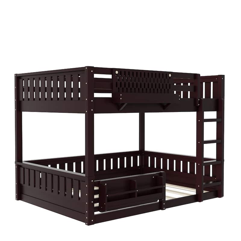 Wooden Bunk Bed of 3 Kinds Size with Pegboard, Bookshelf and Guardrails, Detachable Bunk Bed Convertible 2 Platform Beds
