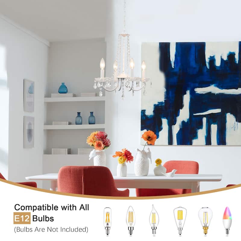 15.74-inch elegant 4-light crystal chandelier with metal frame plug-in