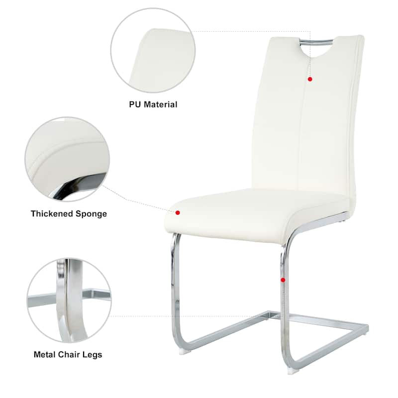 Modern Dining Chairs with Faux Leather Padded Seat and Metal Legs