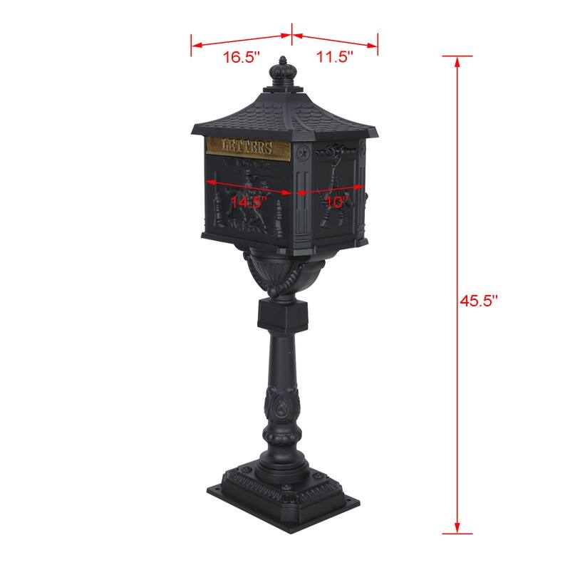 Cast Aluminum Mail Boxes for House with Post Rustproof Mailbox