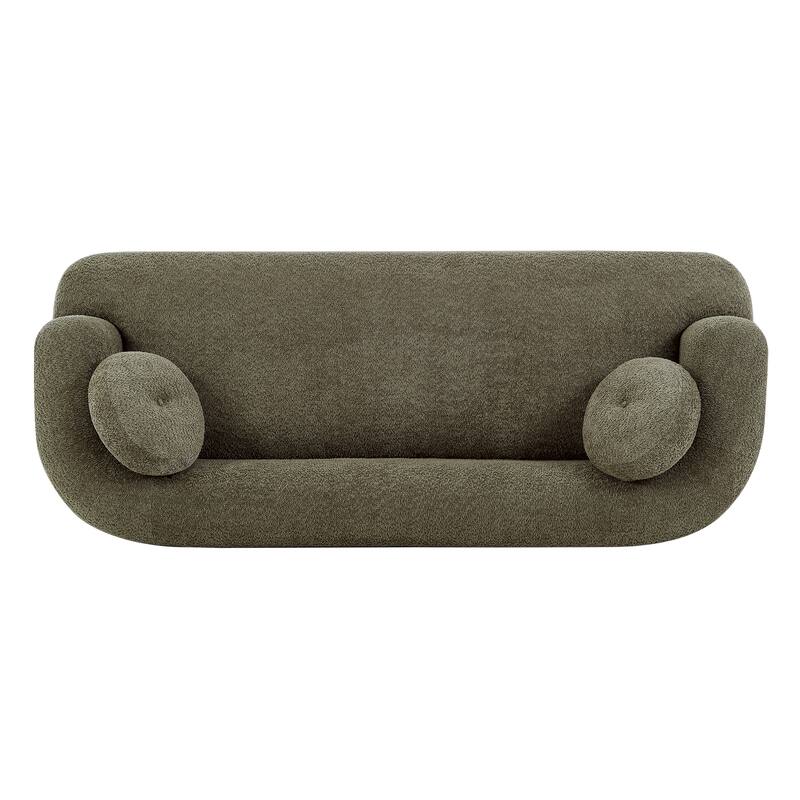 Christopher Knight Home - Polyster Upholstered 3-Seater 84.57" Compressed Sofa with Solid Rubberwood Base