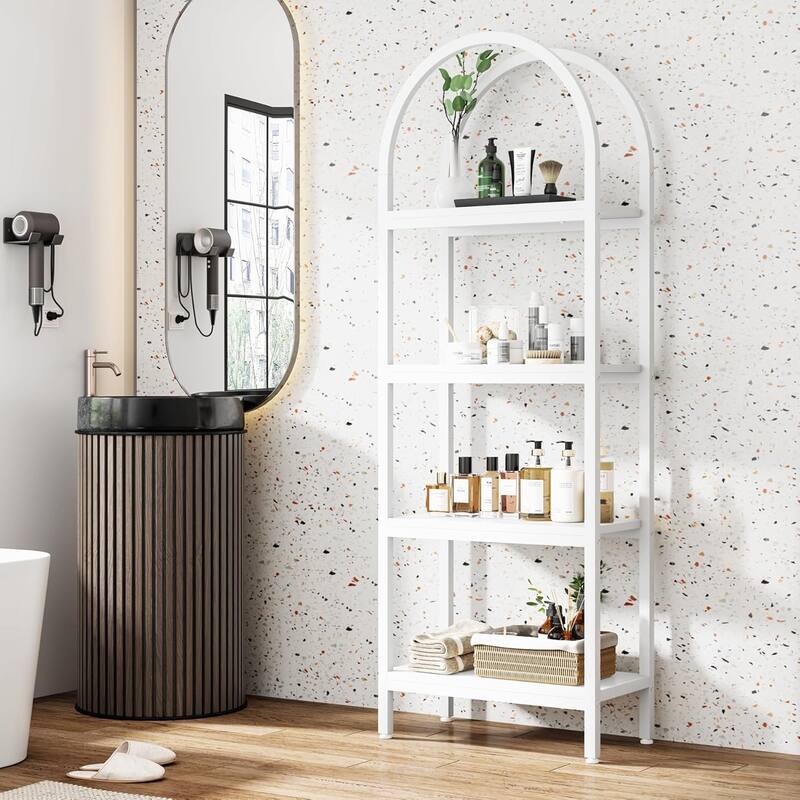 4-Tier Industrial Bookshelf, 70.8" Etagere Bookcase Free Standing Ladder Shelf for Living Room, Home Office