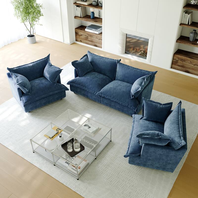 Comfy Cloud Oversized Chenille Modular Sectional Sofa Armchair Set