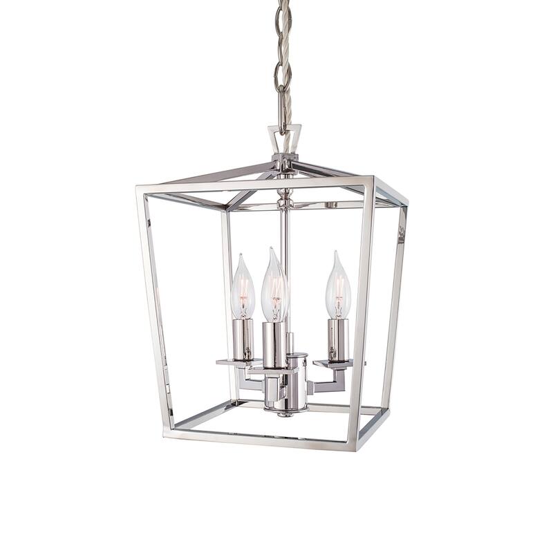 Cage 8.5-inch Wide 3-Light Pendant in Matte Black - Polished Nickel