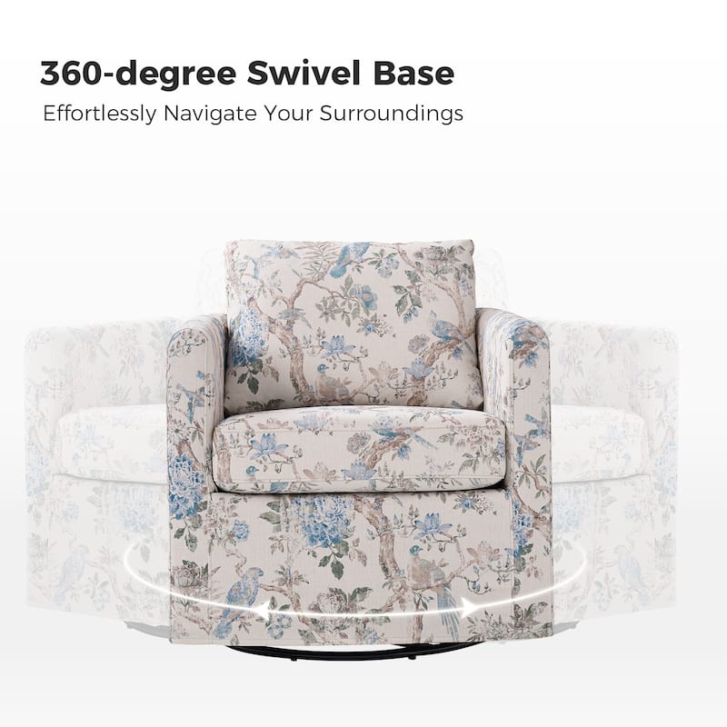 Erkenbald Modern Slipcovered Swivel Chair with Removable Cushion by HULALA HOME