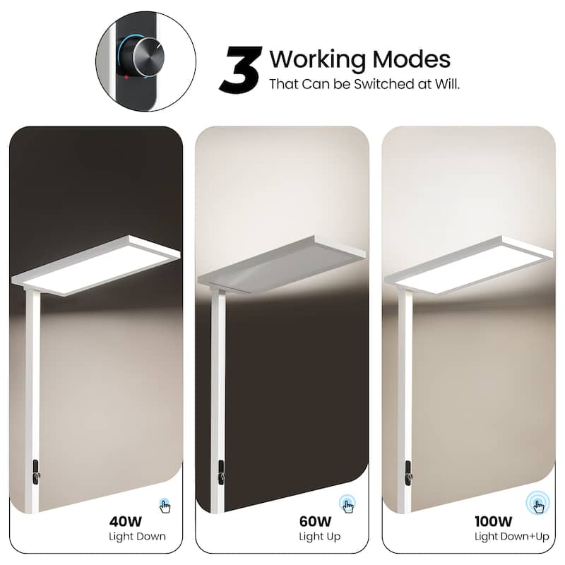 98-In Dimmable LED Reading Floor Lamps 4000K Simple Aluminum Body include LED Bulb-White