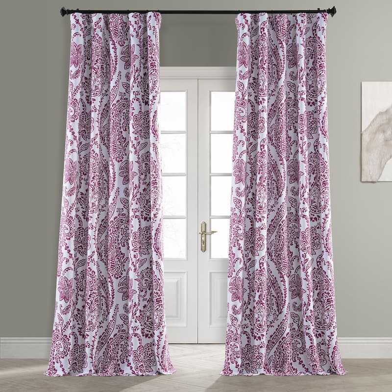 Exclusive Fabrics Tea Time Room Darkening Curtain (2 Panels) - 50 X 96 - Tea Time Cranberry