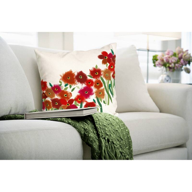 Liora Manne Visions III Poppies Indoor/Outdoor Pillow Red 20" Square
