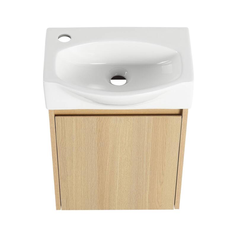 16 in. W Single Sink Freestanding Bath Vanity with White Resin Top